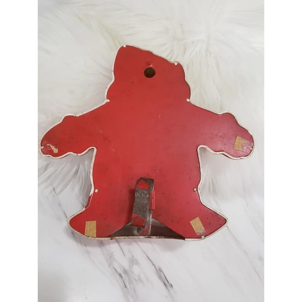 Vintage GLO LITE Flocked Santa Christmas Tree Topper Wall Decor 1940s